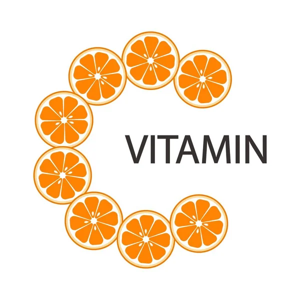 Ikona witaminy C, owoce cytrusowe, wyizolowane na białym tle. Wektor — Wektor stockowy