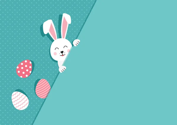 Tarjeta Felicitación Conejito Pascua Huevos Conejo Papel Sobre Fondo Lunares — Archivo Imágenes Vectoriales