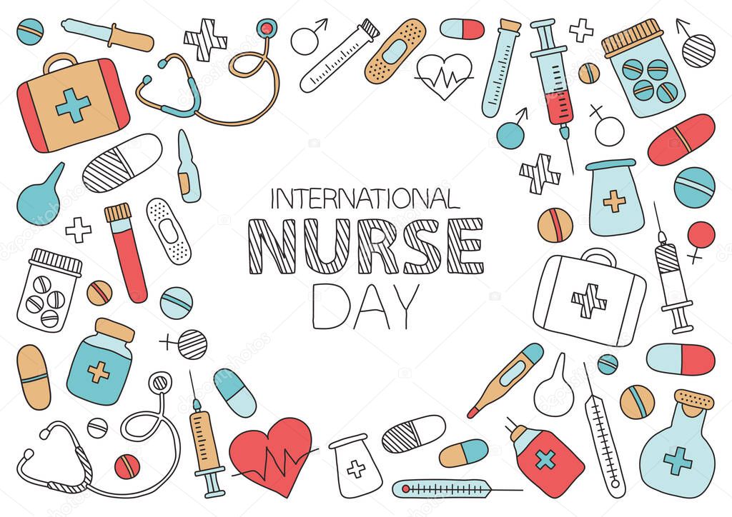 Greeting card for International Nurse Day. Medicine banner. Vector illustration