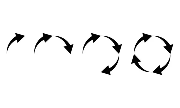 Pfeilkreis Symbole Isoliert Auf Weißem Hintergrund Vektorillusion — Stockvektor