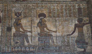 Hieroglypic oymalar Antik Mısır Tapınağı Duvar 