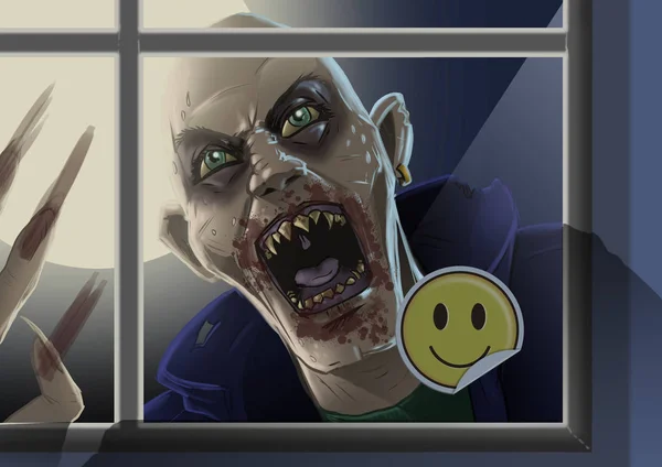 Zombie pazzo nella finestra — Foto Stock