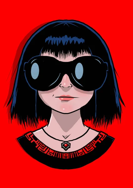 Portret van meisje met zwarte zonnebril — Stockfoto