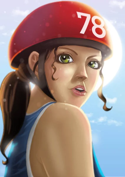 Roller Derby Girl in helmet — Foto de Stock