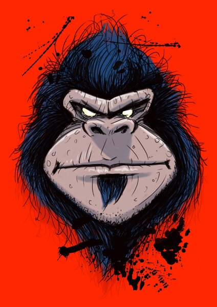 Portrail Of angry gorilla Stock Photo