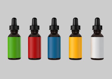 Çoklu boş ilaç tentür şişe maketleri.