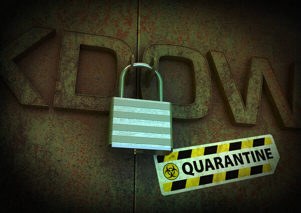 Eerie Scene Padlock Locking Close Section Word Lockdown Together Word Royalty Free Stock Photos
