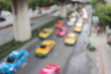 Trafik yol bokeh ışık arka plan, bangkok Tayland, kopya alanı, ulaşım konsepti ile bulanıklık.
