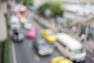 Trafik yol bokeh ışık arka plan, bangkok Tayland, kopya alanı, ulaşım konsepti ile bulanıklık.