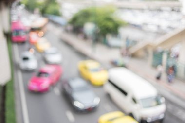 Trafik yol bokeh ışık arka plan, bangkok Tayland, kopya alanı, ulaşım konsepti ile bulanıklık.