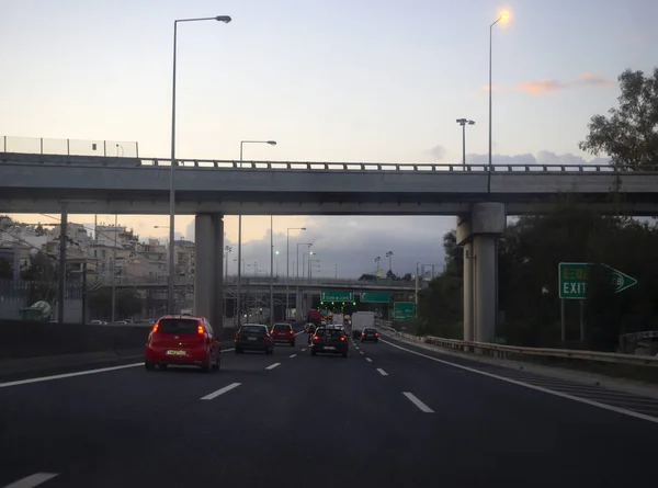 Periferiaki Imittou Papagos Cholargos Atenas Grécia Dezembro 2019 Carros Dirigem — Fotografia de Stock