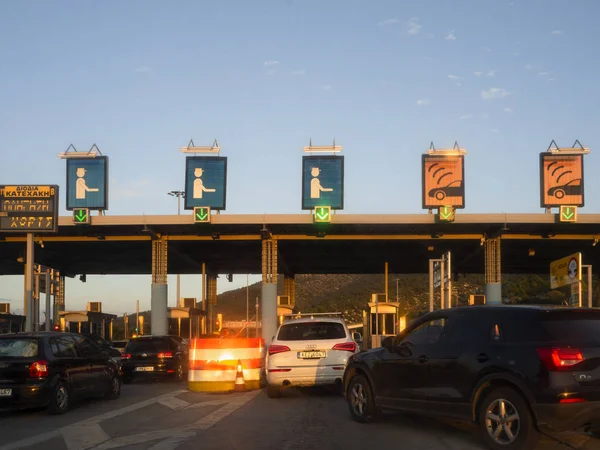 Grécia Central Dezembro 2019 Viagem Estrada Pedágio Atenas Salónica Carros — Fotografia de Stock