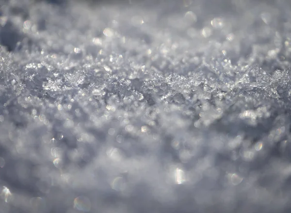 Textura Nieve Bokeh Luz Del Sol Brillante —  Fotos de Stock