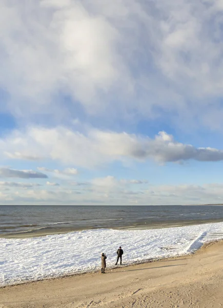 Una Bella Spiaggia Sabbiosa Invernale Pomeriggio Sole Palanga Lituania — Foto Stock
