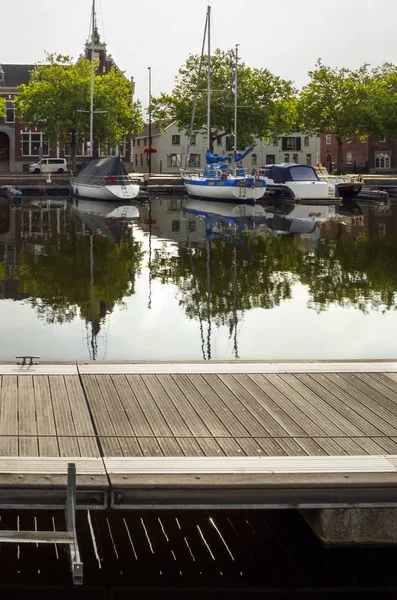 Вид Канал Лодками Красивыми Зданиями Влаарда Роттердам Нидерланды Голландия — стоковое фото