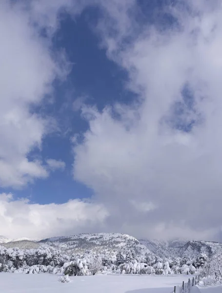 Vue Panoramique Magnifique Hiver Avec Beaucoup Neige Des Dérives Neige — Photo