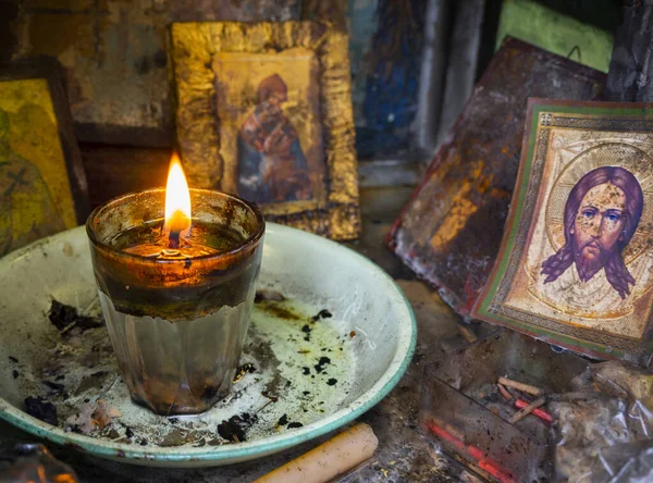 Candelakia Traditionele Miniatuur Kerk Aan Weg Het Bos Met Een — Stockfoto