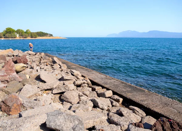 Pulau Evia Yunani Juli 2019 Seorang Pria Tua Dengan Topi — Stok Foto