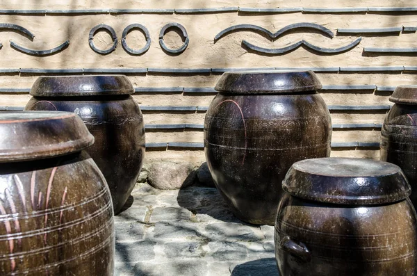 Traditional korean earthenware jug — Stock Photo, Image