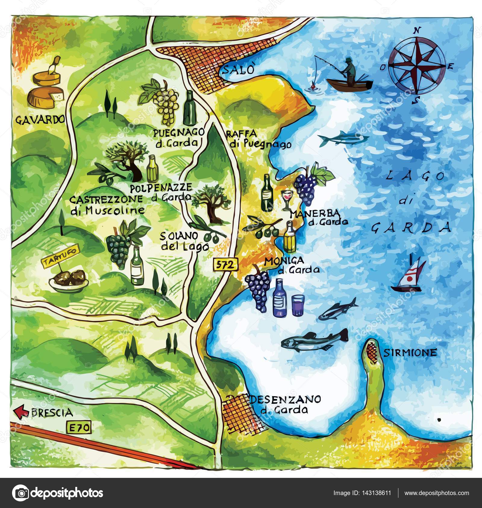 Cartina Geografica Della Gastronomia Locale Intorno Al Lago