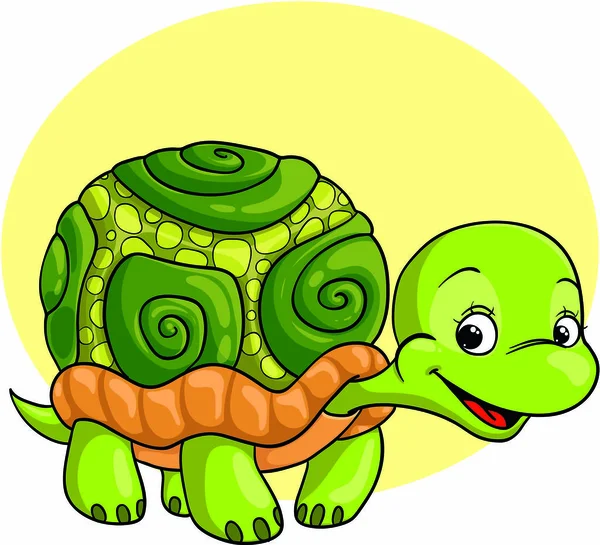 Legrační zelená želva usměvavá — Stockový vektor