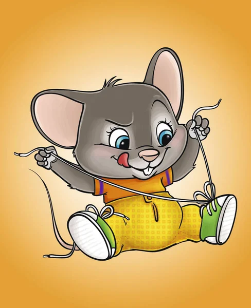 Ratón en zapatillas — Vector de stock