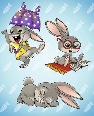 Set of bunnies vector Set of bunnies vector