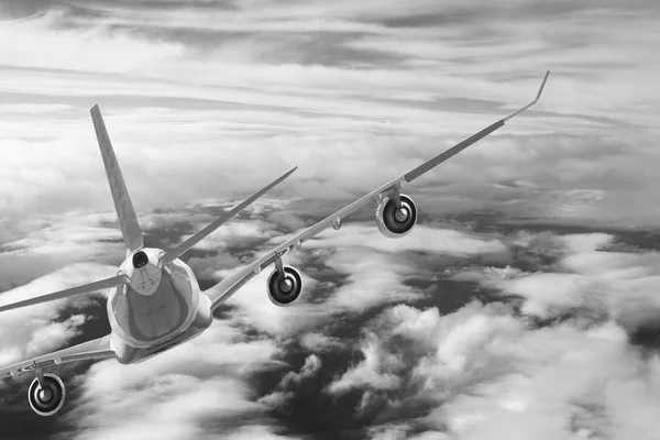 Avião no céu voo viagem transporte avião fundo — Fotografia de Stock