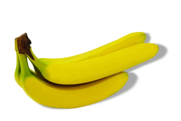 Banane owoców tropikalnych przyrody na białym tle żółtym tle — Zdjęcie stockowe