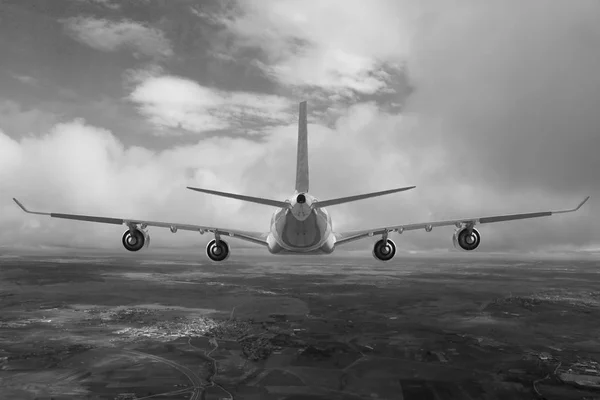 하늘 항공 여행 수송 비행기 배경 일에 비행기 — 스톡 사진