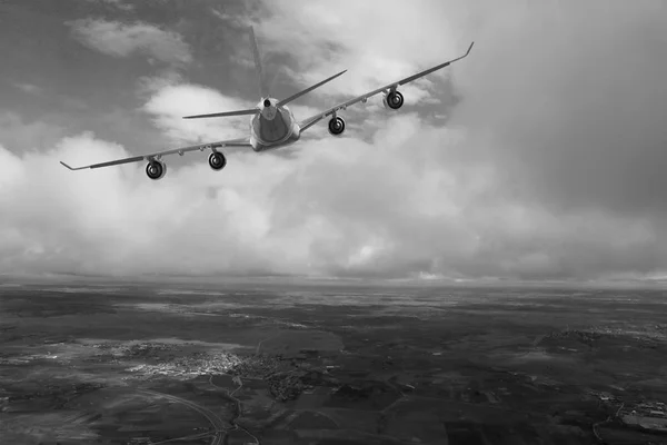 하늘 항공 여행 수송 비행기 배경 일에 비행기 — 스톡 사진