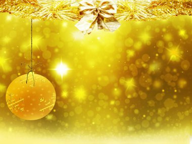 Noel altın sarı dekorasyon kar arka plan renk doku top