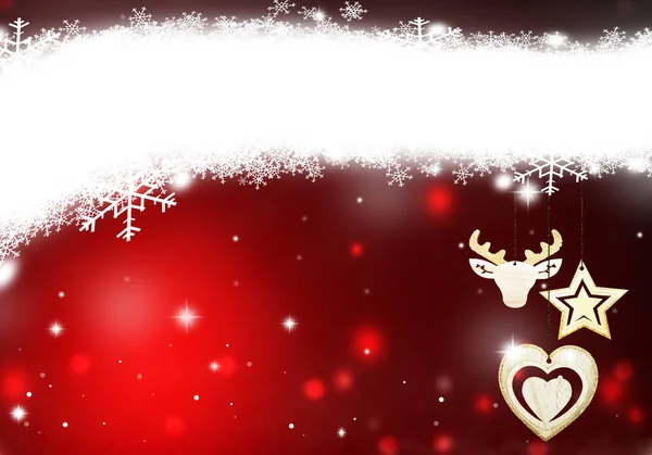 Jul-plats för text stjärnor bakgrunden röd text snö illustration — Stockfoto