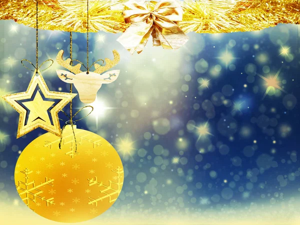 Koule vánoční zlaté žluté dekorace sněhová pozadí barva textury — Stock fotografie