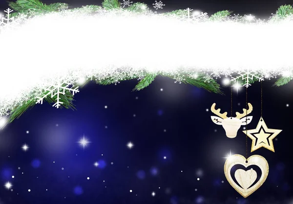 Lugar de Natal para texto estrelas fundo azul texto neve ilustração — Fotografia de Stock