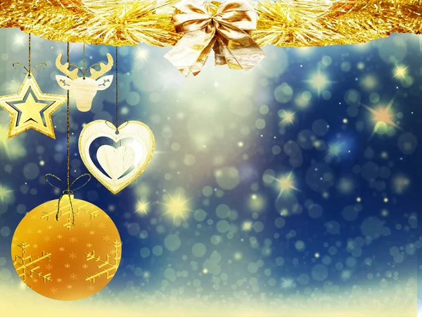 Bola navidad oro amarillo decoración nieve fondo color textura —  Fotos de Stock