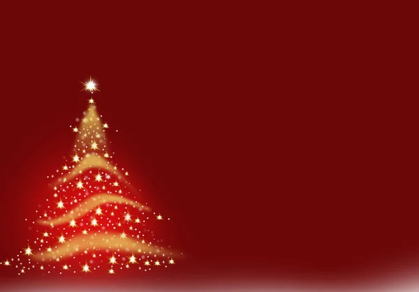 Рождественские елки золотые огни, образованные из звезд фон синий красный снег иллюстрация — стоковое фото