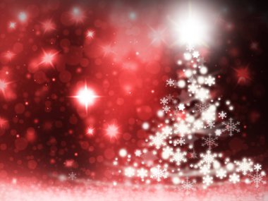 Noel ağacı ışıkları yıldızlar arka plan kırmızı kar örnek kurdu 