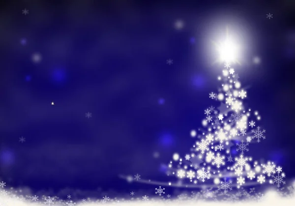 크리스마스 트리 조명 별 배경 블루 눈 그림에서 형성 — 스톡 사진