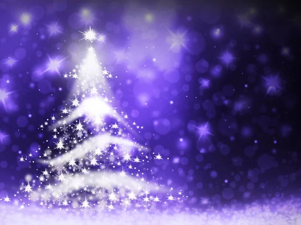 クリスマス ツリーのライトが星背景青雪イラストから形成されます。 — ストック写真