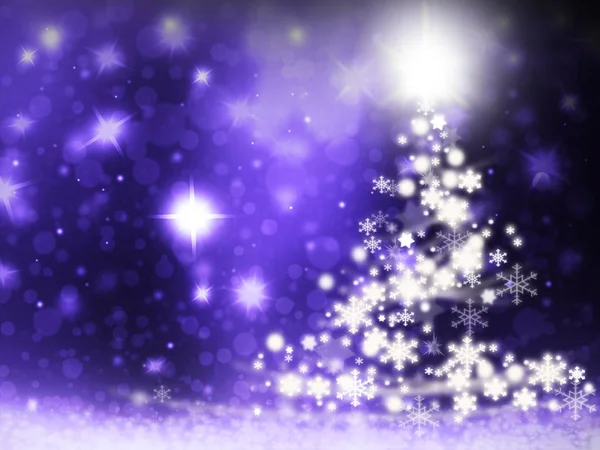 クリスマス ツリーのライトが星背景青雪イラストから形成されます。 — ストック写真