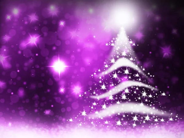 Vánoční strom zlatého světla tvoří z hvězd pozadí modrá červená snow ilustrace — Stock fotografie