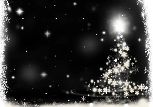 Christmas Tree Ilustration Backgroun Snow — Stock Photo, Image