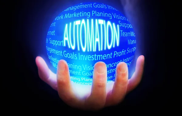 Automation globe people background blue plan power