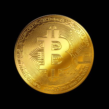 Altın bitcoin izole cryptocurrency arka plan Internet simgesi 