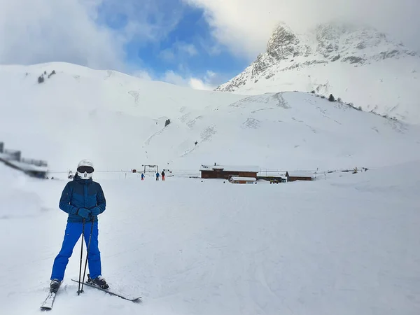 Skieur Sur Piste Ski Hiver Nature — Photo