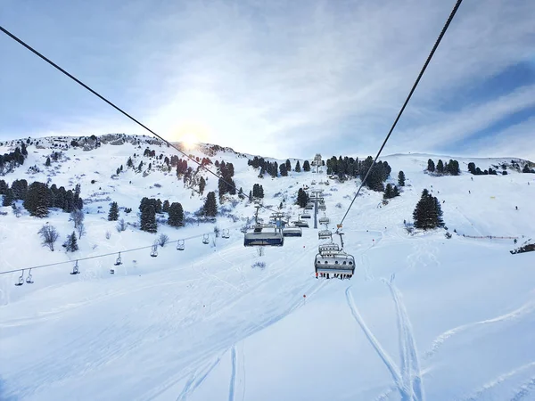 Télésiège Ski Montagnes Enneigées Hiver Nature — Photo