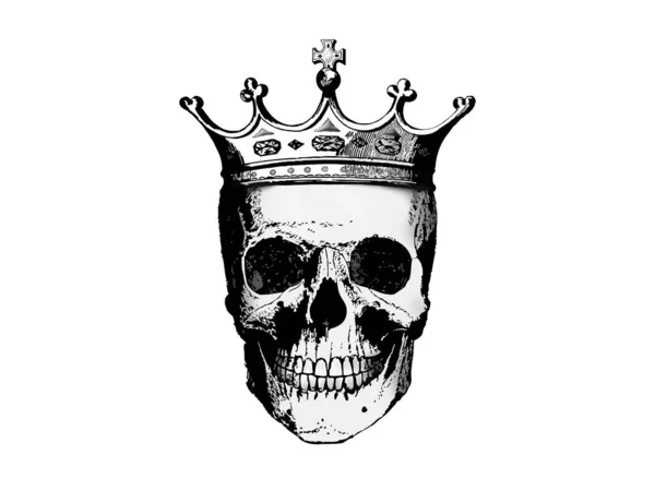 Skull Skeleton King Horror Black White — Stock Photo, Image