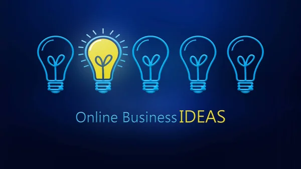 Online Business Ideas Żarówki Jedna Żarówka Pomysł Inspirację Elektryczne — Zdjęcie stockowe