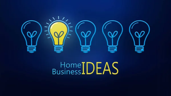 ホームビジネスアイデア電球と1つの電球のアイデアインスピレーション電気 — ストック写真